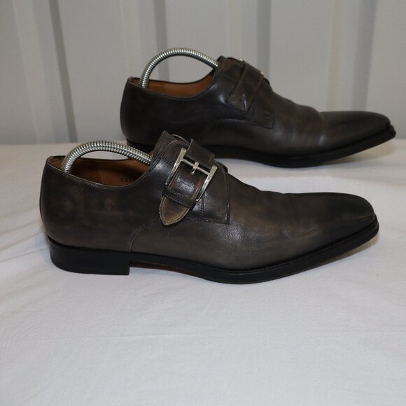 Magnanni Men's Marco Single Monk Strap Loafer Dress Shoe Gray Size 8.5M Leather - Picture 2 of 10